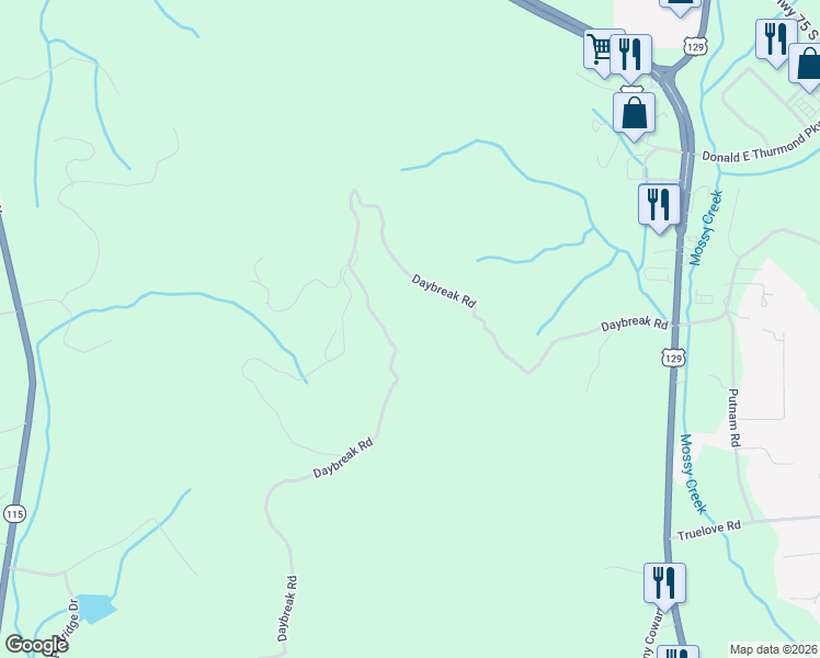 map of restaurants, bars, coffee shops, grocery stores, and more near 1407 Daybreak Road in Cleveland