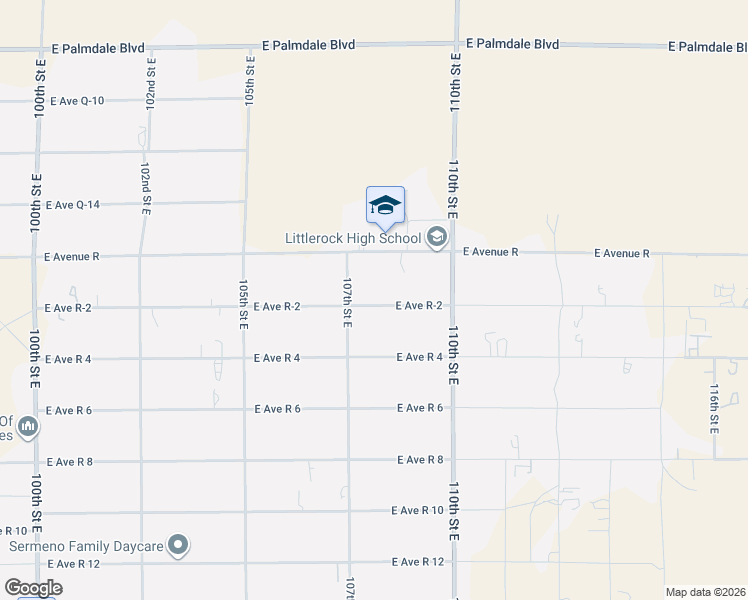 map of restaurants, bars, coffee shops, grocery stores, and more near 10731 East Avenue R-2 in Littlerock