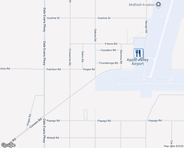 map of restaurants, bars, coffee shops, grocery stores, and more near 21284 Corwin Road in Apple Valley