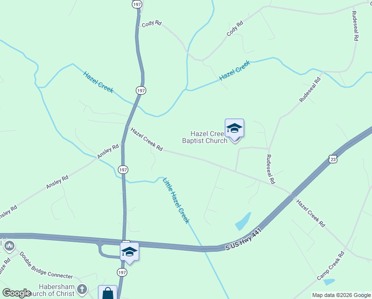 map of restaurants, bars, coffee shops, grocery stores, and more near 2191 Hazel Creek Road in Mount Airy
