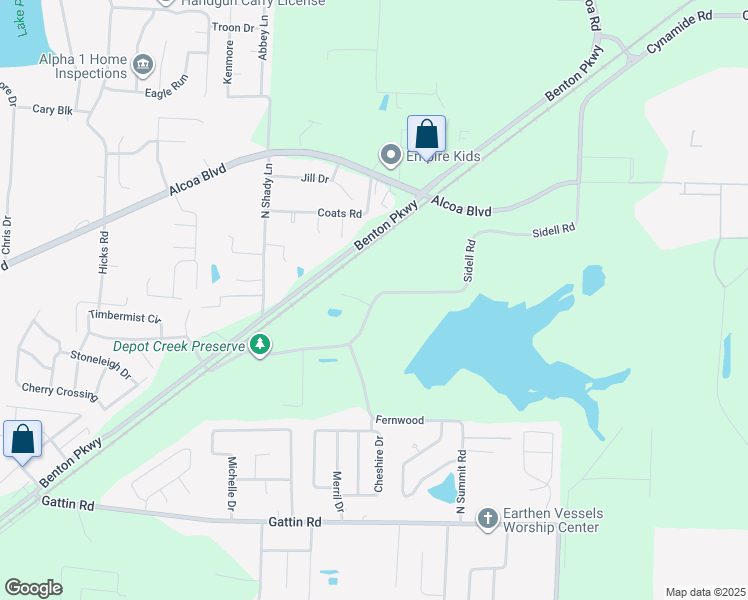 map of restaurants, bars, coffee shops, grocery stores, and more near 3526 Sidell Road in Benton