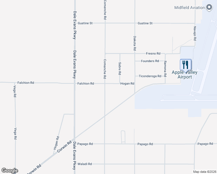 map of restaurants, bars, coffee shops, grocery stores, and more near 21126 Corwin Road in Apple Valley