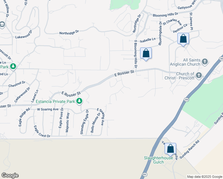 map of restaurants, bars, coffee shops, grocery stores, and more near 341 Dreamweaver Drive in Prescott