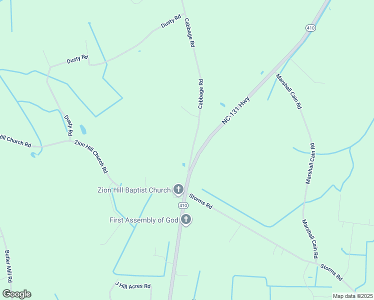 map of restaurants, bars, coffee shops, grocery stores, and more near 125 Cabbage Road in Bladenboro