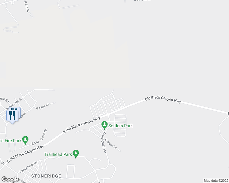 map of restaurants, bars, coffee shops, grocery stores, and more near 7973 East Crooked Creek Trail in Prescott Valley