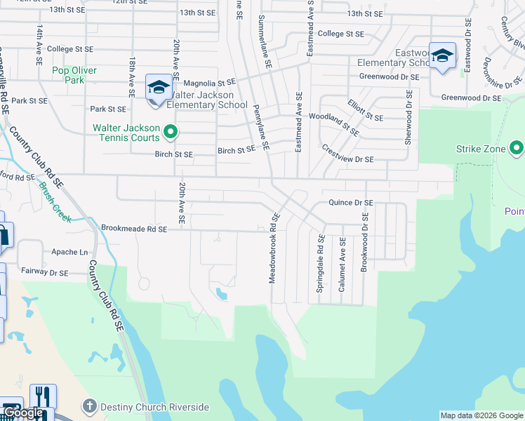 map of restaurants, bars, coffee shops, grocery stores, and more near 2111 Woodmont Drive Southeast in Decatur