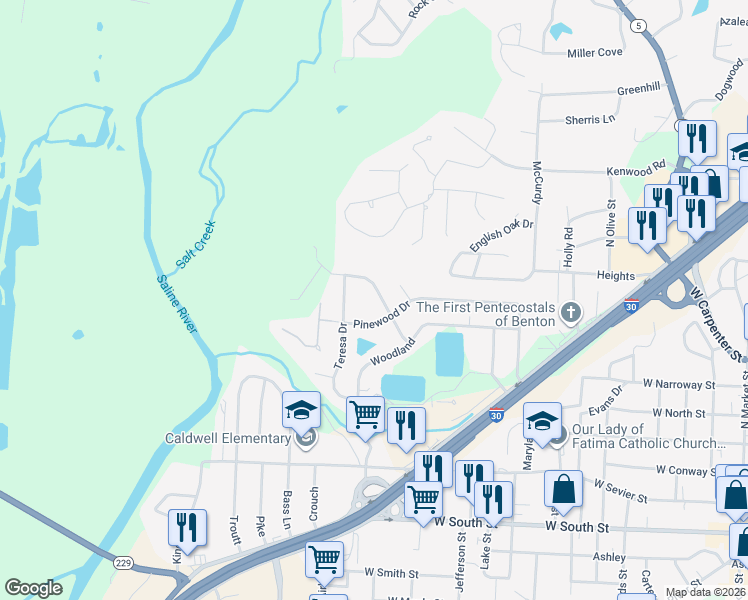 map of restaurants, bars, coffee shops, grocery stores, and more near 1522 Lenore in Benton