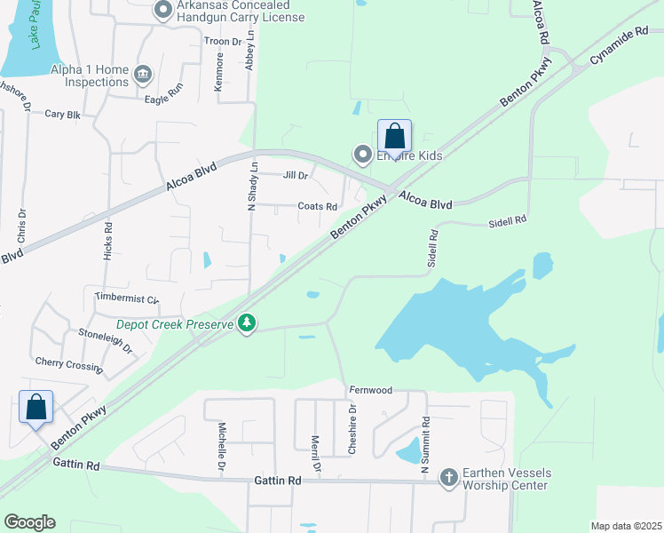 map of restaurants, bars, coffee shops, grocery stores, and more near 3526 Sidell Road in Benton