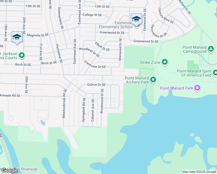 map of restaurants, bars, coffee shops, grocery stores, and more near 2201 Mountbrook Drive Southeast in Decatur