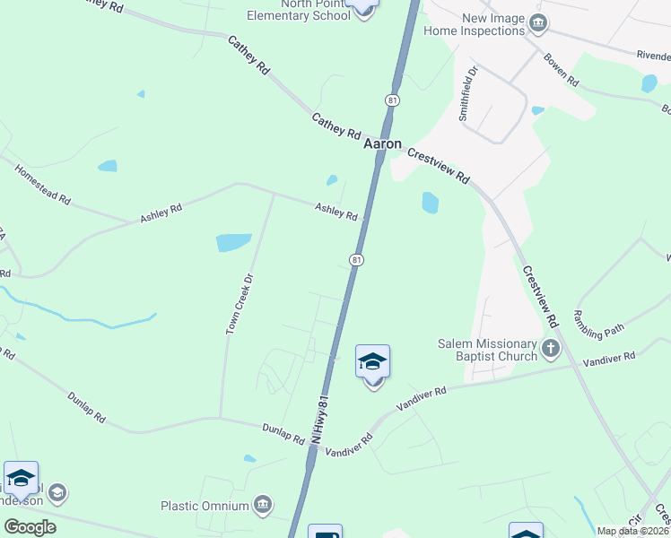 map of restaurants, bars, coffee shops, grocery stores, and more near 3021 South Carolina 81 in Anderson