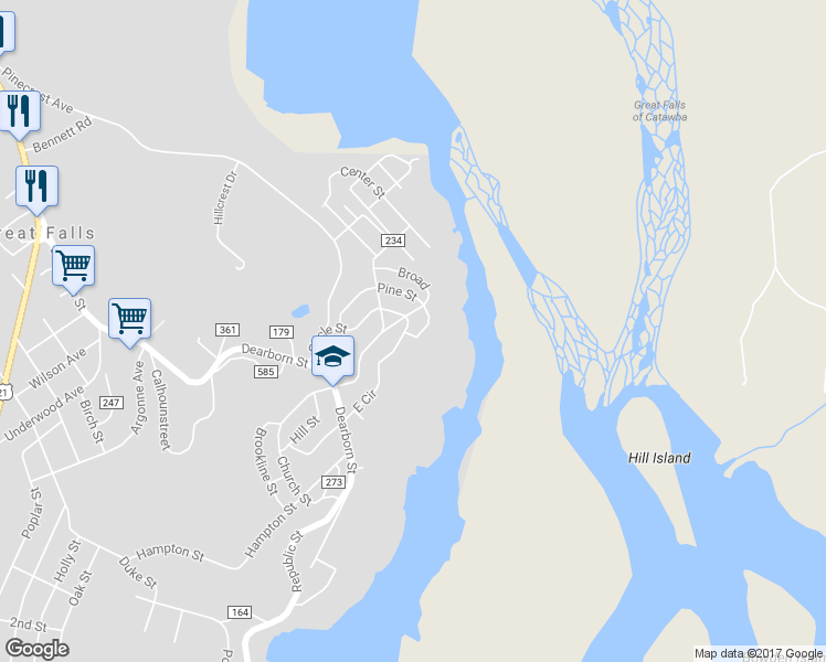 map of restaurants, bars, coffee shops, grocery stores, and more near 35 Circle Street in Great Falls