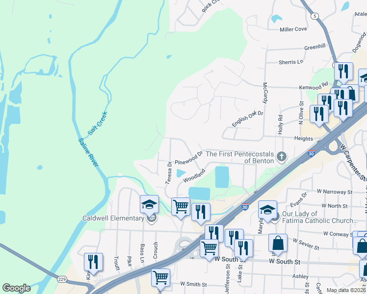 map of restaurants, bars, coffee shops, grocery stores, and more near 1522 Lenore in Benton