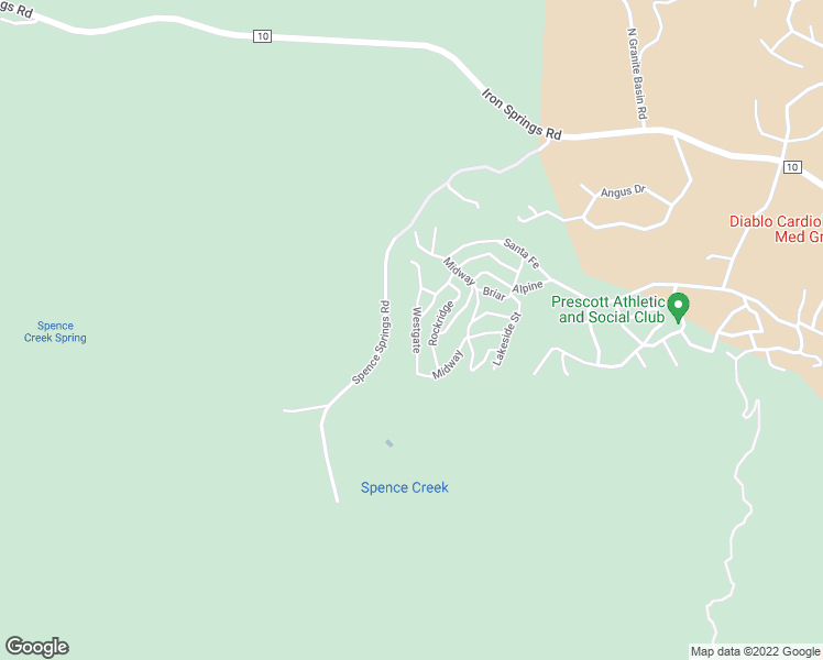 map of restaurants, bars, coffee shops, grocery stores, and more near 264 Westgate in Prescott