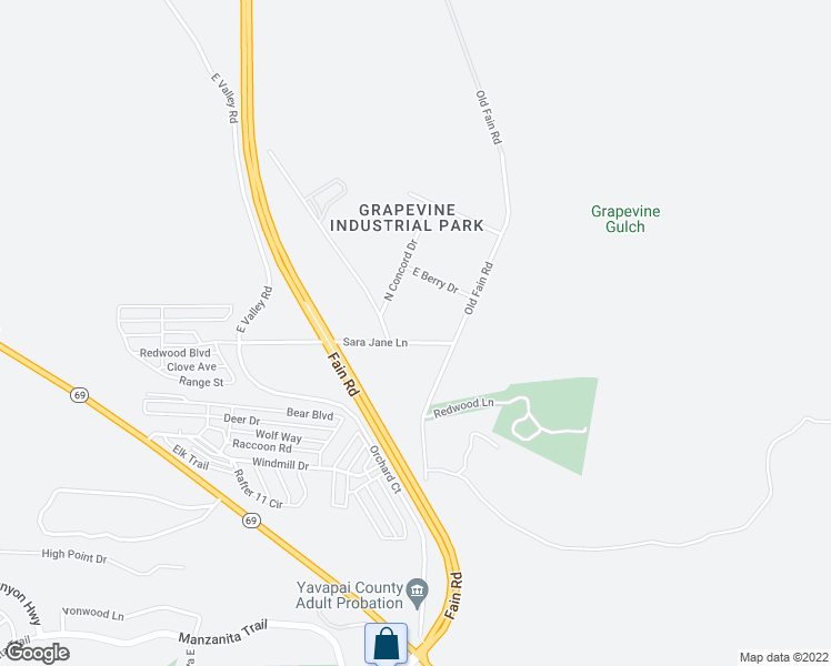 map of restaurants, bars, coffee shops, grocery stores, and more near 11800 Sara Jane Lane in Yavapai County