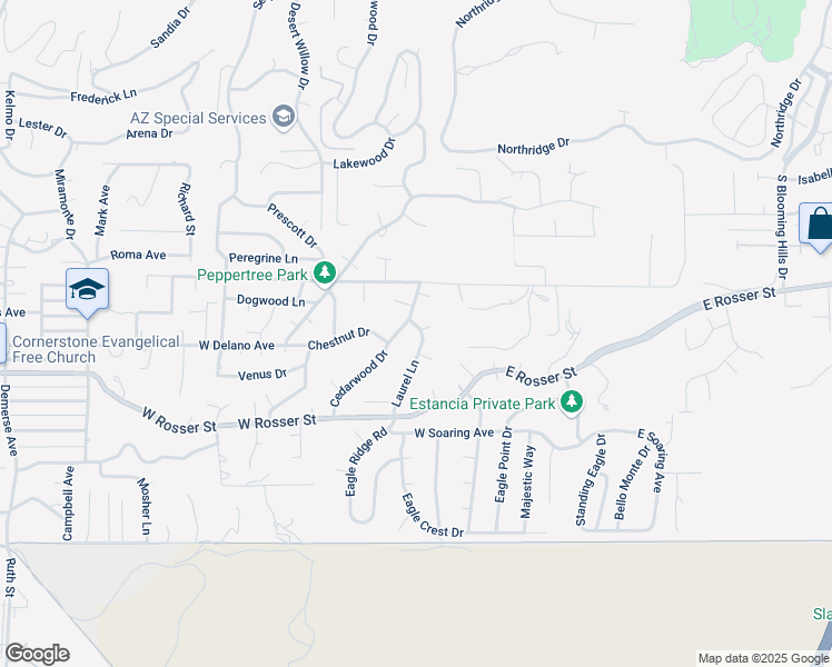 map of restaurants, bars, coffee shops, grocery stores, and more near 1758 Laurel Lane in Prescott