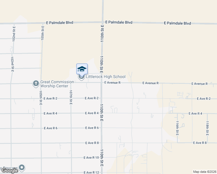 map of restaurants, bars, coffee shops, grocery stores, and more near 11028 East Avenue R in Littlerock