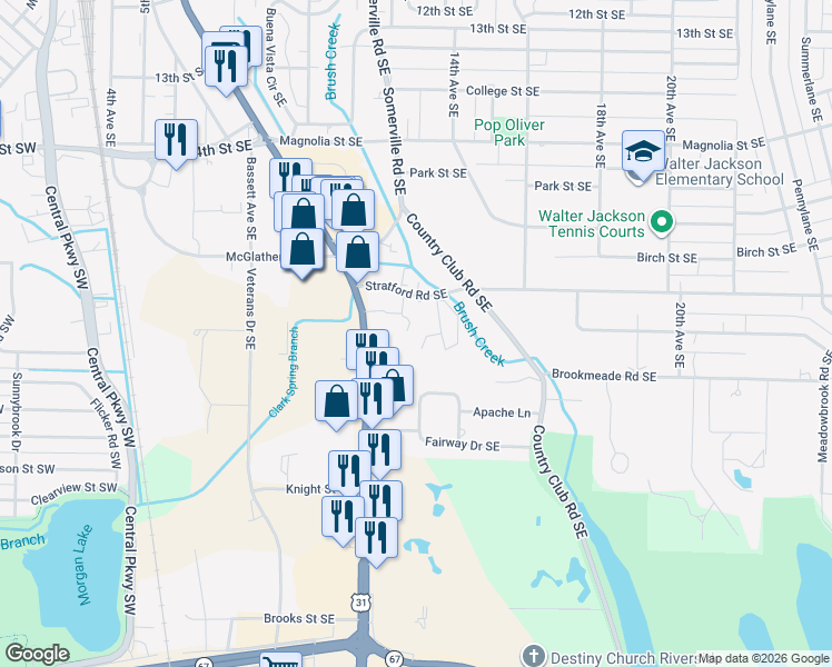 map of restaurants, bars, coffee shops, grocery stores, and more near 2034 Stratford Court in Decatur