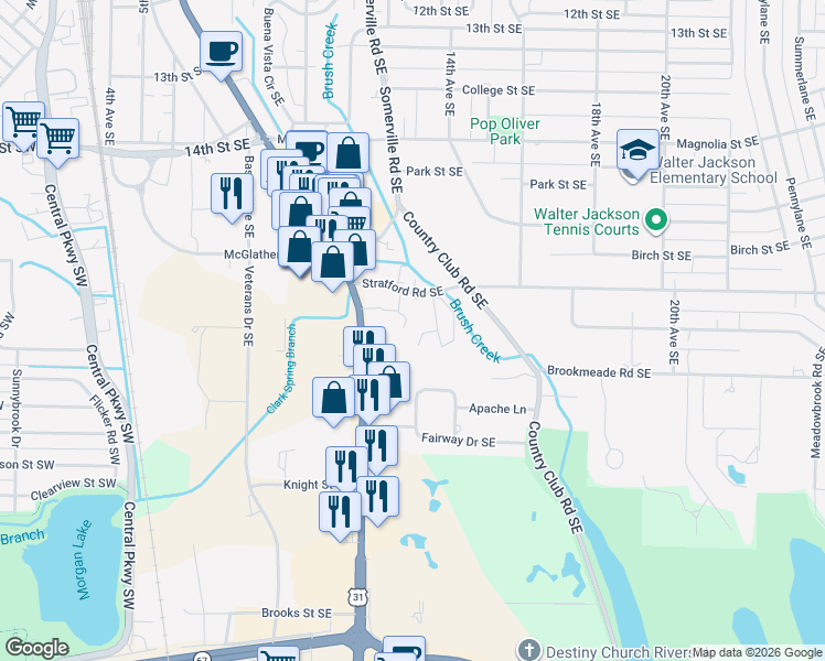 map of restaurants, bars, coffee shops, grocery stores, and more near 2034 Stratford Court in Decatur
