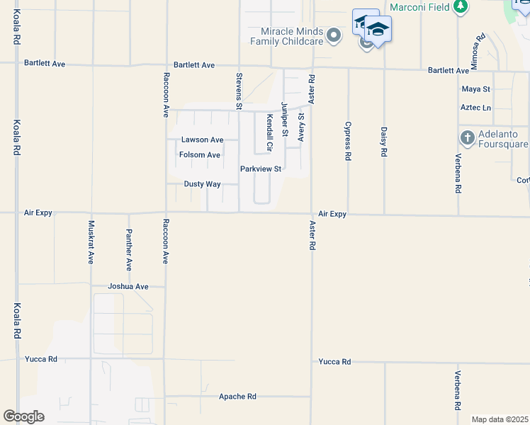 map of restaurants, bars, coffee shops, grocery stores, and more near 0 Air Expressway in Adelanto