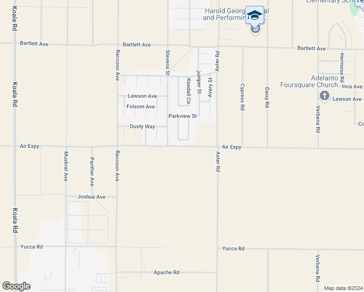 map of restaurants, bars, coffee shops, grocery stores, and more near 0 Air Base Road in Adelanto