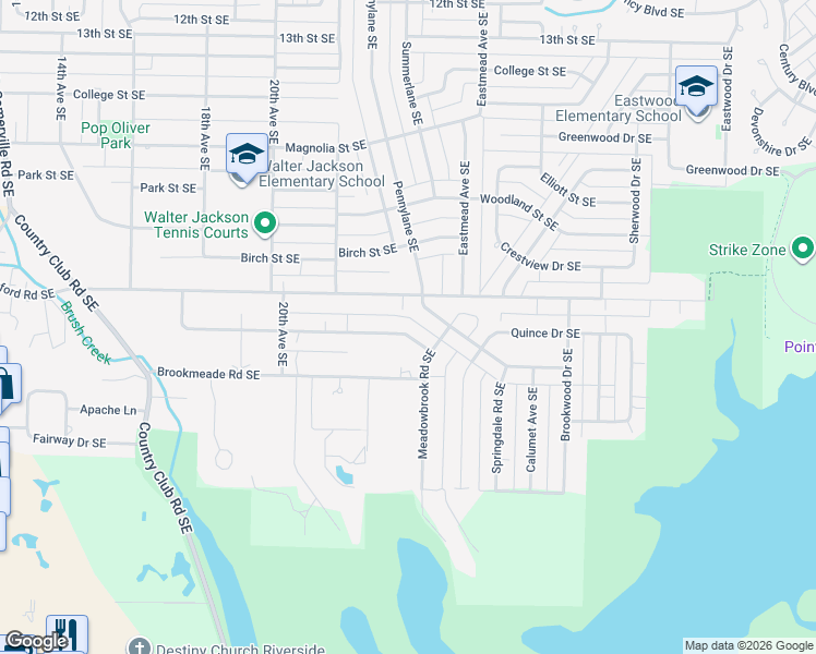 map of restaurants, bars, coffee shops, grocery stores, and more near 2111 Woodmont Drive Southeast in Decatur