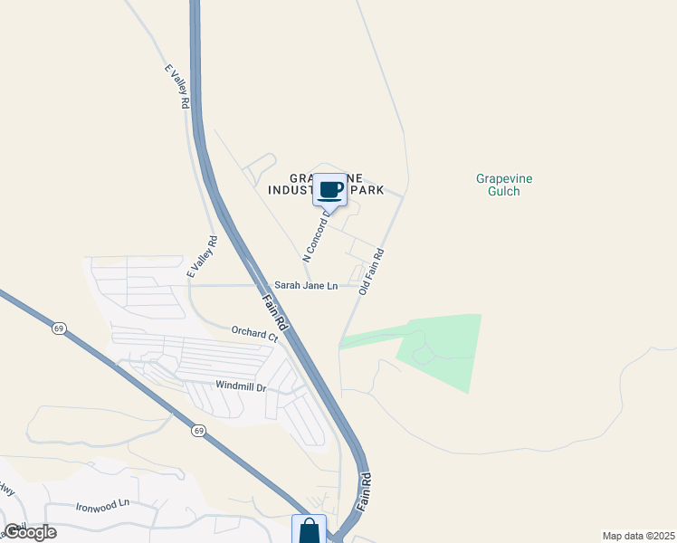 map of restaurants, bars, coffee shops, grocery stores, and more near 11800 Sara Jane Lane in Yavapai County