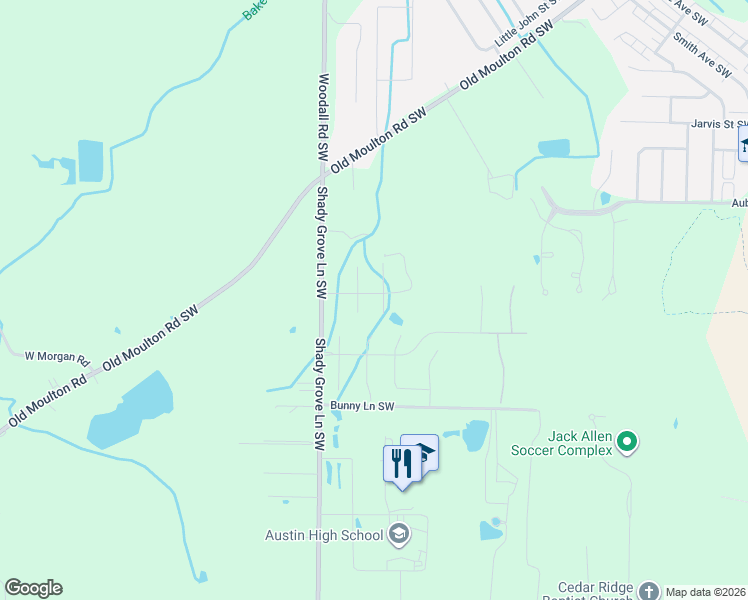 map of restaurants, bars, coffee shops, grocery stores, and more near 2204 Stockston Court Southwest in Decatur