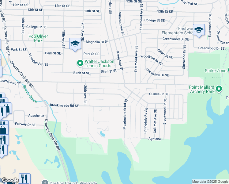 map of restaurants, bars, coffee shops, grocery stores, and more near 2110 Woodmont Drive Southeast in Decatur