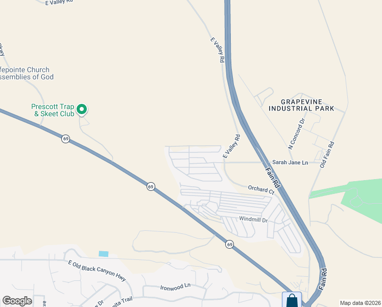 map of restaurants, bars, coffee shops, grocery stores, and more near Bear Boulevard in Prescott Valley