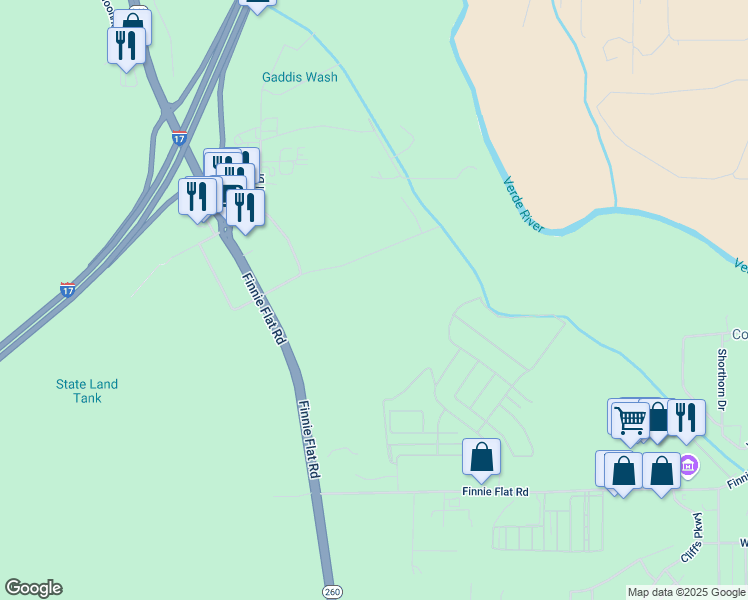 map of restaurants, bars, coffee shops, grocery stores, and more near in Camp Verde