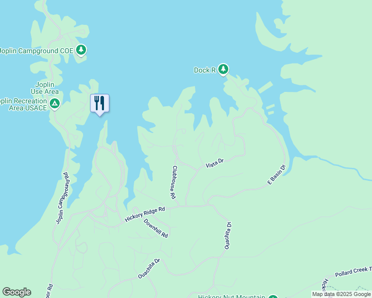 map of restaurants, bars, coffee shops, grocery stores, and more near 181 Club House Drive in Mount Ida