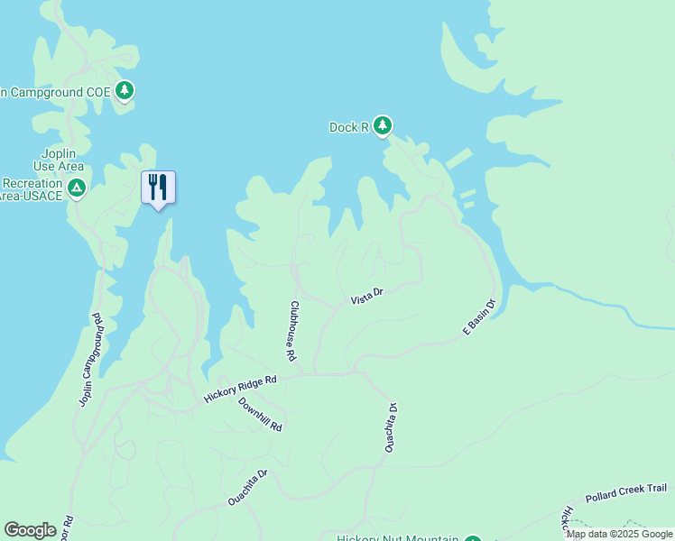 map of restaurants, bars, coffee shops, grocery stores, and more near 76 Peninsula Drive in Mount Ida