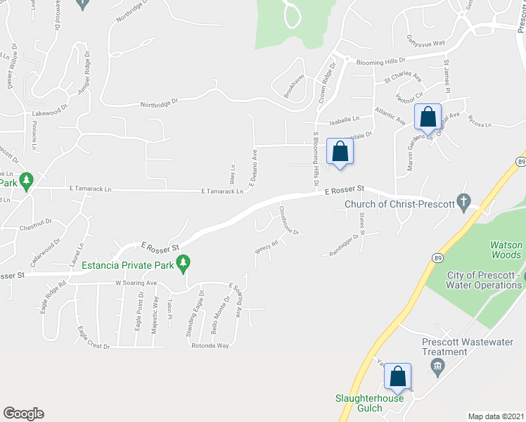 map of restaurants, bars, coffee shops, grocery stores, and more near 1626 Dancing Star Way in Prescott