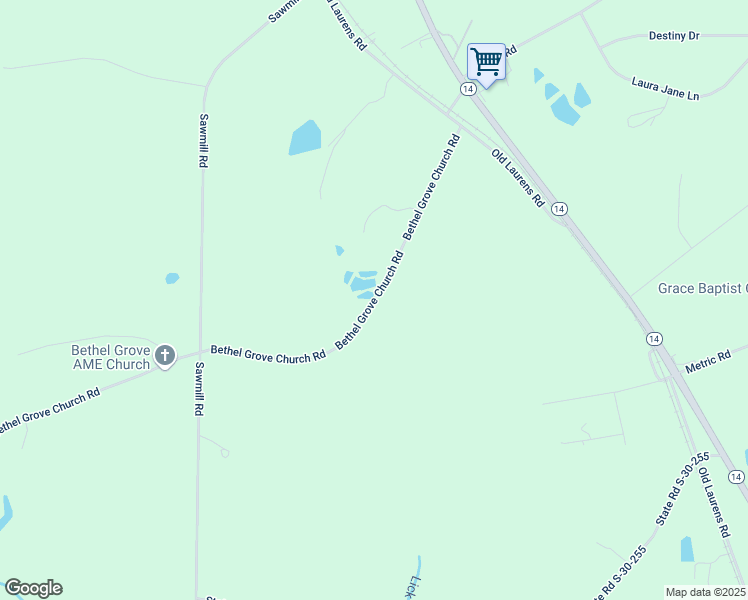 map of restaurants, bars, coffee shops, grocery stores, and more near 2569 Bethel Grove Church Road in Gray Court