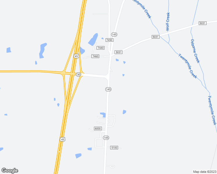 map of restaurants, bars, coffee shops, grocery stores, and more near 739 Mississippi 145 in Baldwyn