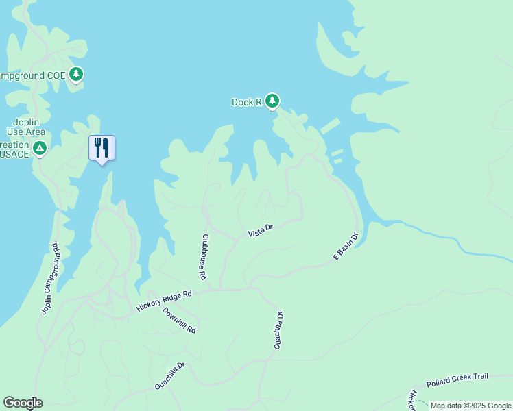 map of restaurants, bars, coffee shops, grocery stores, and more near 298 Vista Drive in Mount Ida