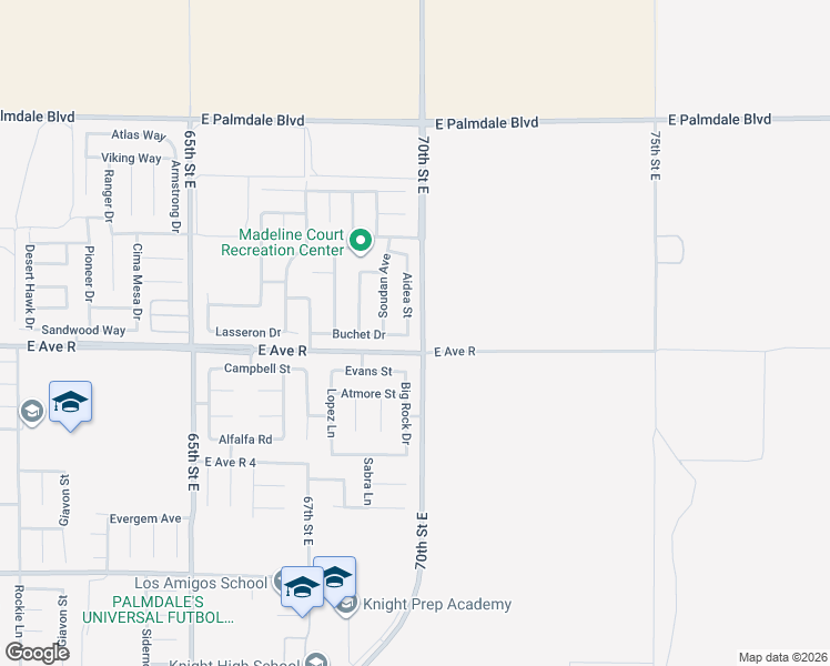 map of restaurants, bars, coffee shops, grocery stores, and more near 38016 Aidea Street in Palmdale
