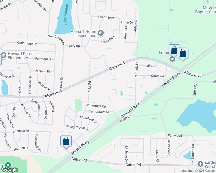 map of restaurants, bars, coffee shops, grocery stores, and more near 1128 Arbor Cove in Benton
