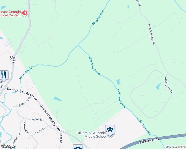 map of restaurants, bars, coffee shops, grocery stores, and more near 880 Golf Course Road in Demorest