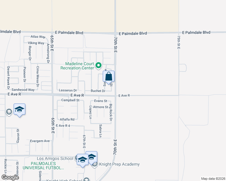 map of restaurants, bars, coffee shops, grocery stores, and more near 38016 Aidea Street in Palmdale