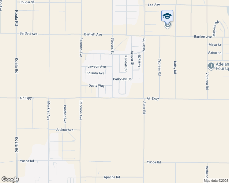 map of restaurants, bars, coffee shops, grocery stores, and more near 17743 Stevens Street in Adelanto