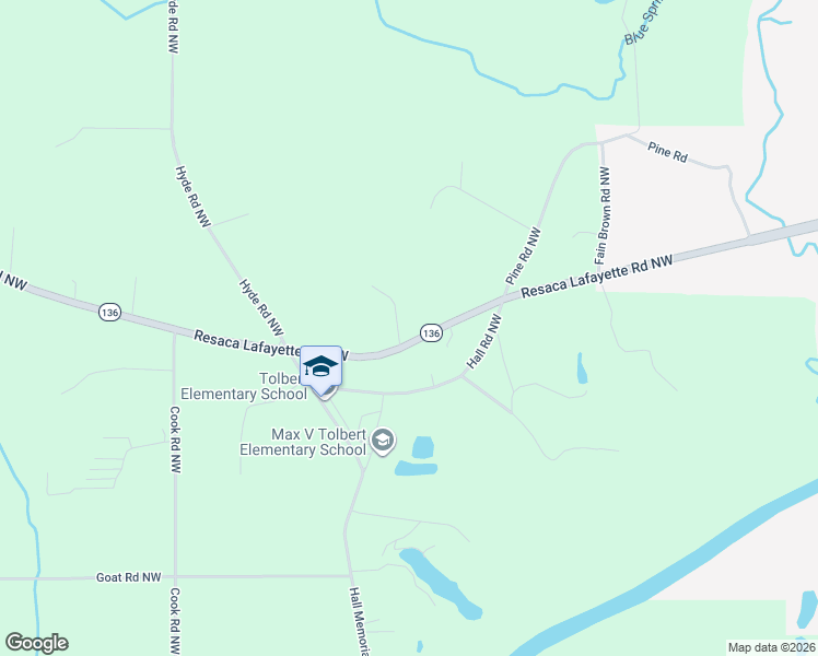 map of restaurants, bars, coffee shops, grocery stores, and more near 967 Resaca Lafayette Road Northwest in Resaca