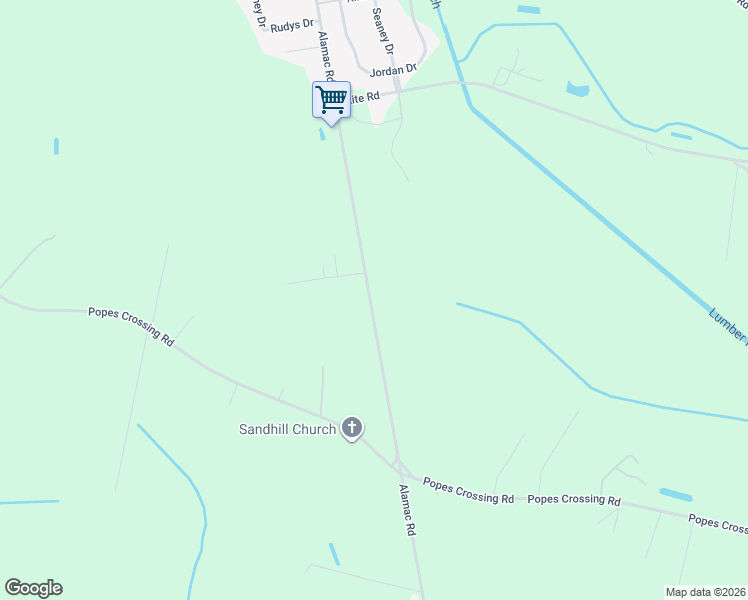 map of restaurants, bars, coffee shops, grocery stores, and more near 3292 Alamac Road in Lumberton