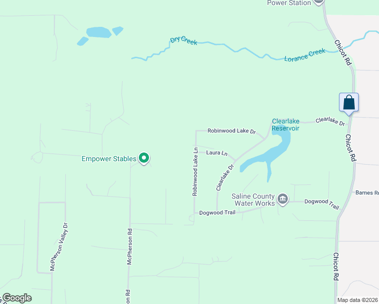 map of restaurants, bars, coffee shops, grocery stores, and more near 19506 Robinwood Lake Lane in Saline County