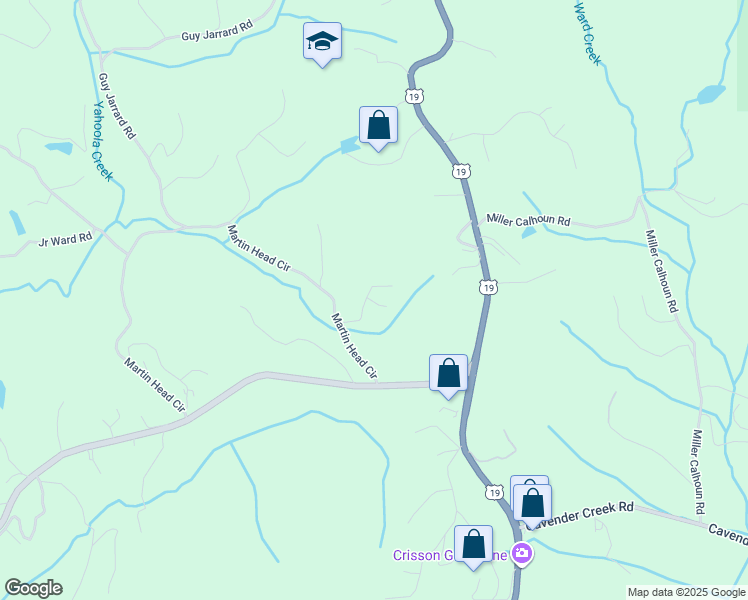 map of restaurants, bars, coffee shops, grocery stores, and more near 197 Sunnyside Circle in Dahlonega