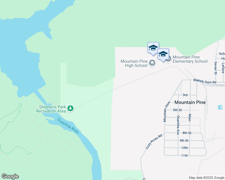 map of restaurants, bars, coffee shops, grocery stores, and more near 726 Blakely Dam Road in Mountain Pine