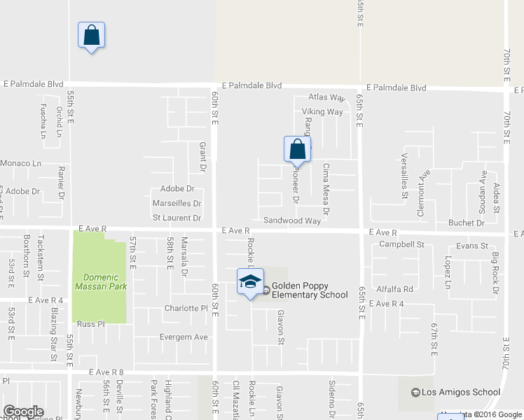 map of restaurants, bars, coffee shops, grocery stores, and more near 6118 Whitney Way in Palmdale
