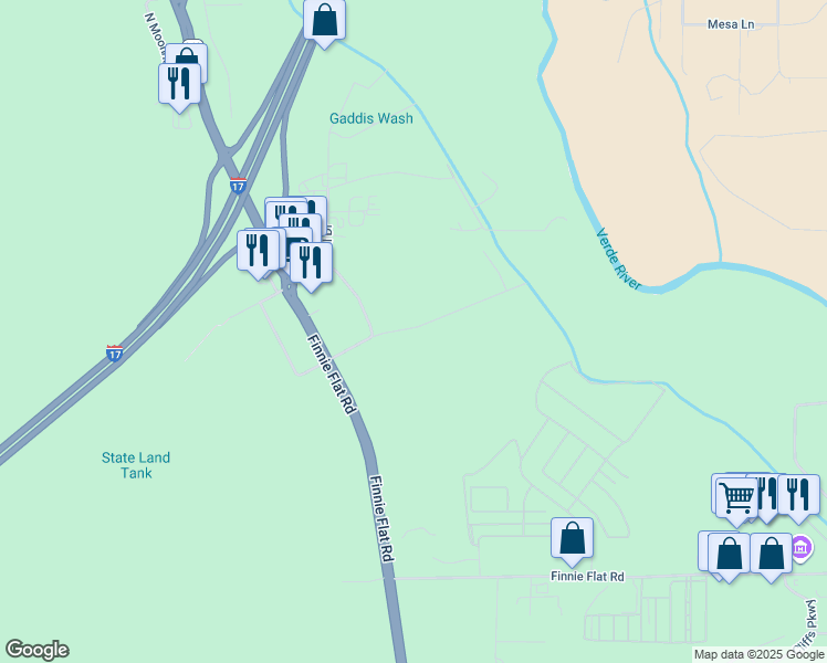 map of restaurants, bars, coffee shops, grocery stores, and more near 355 Homestead Parkway in Camp Verde