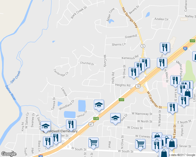 map of restaurants, bars, coffee shops, grocery stores, and more near 1108 J West Cove in Benton