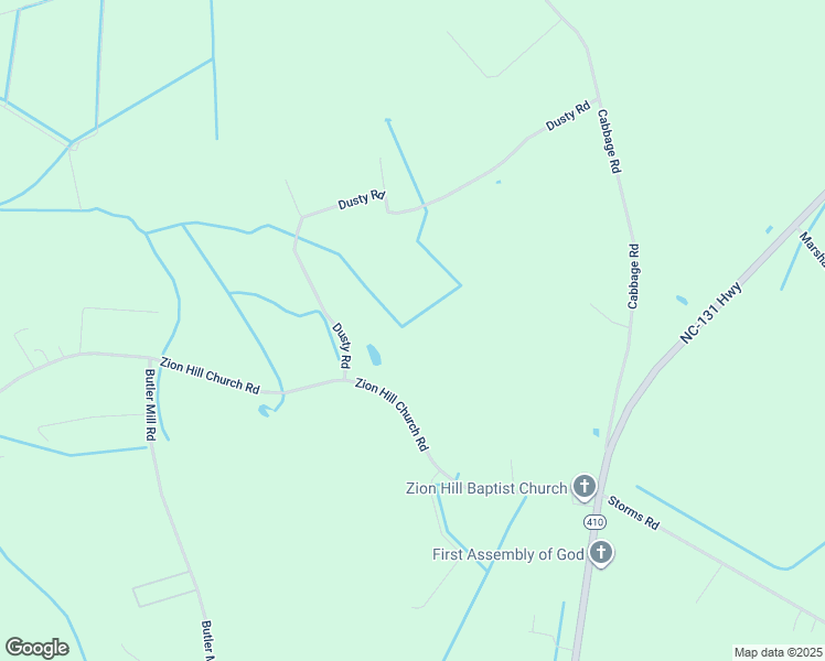 map of restaurants, bars, coffee shops, grocery stores, and more near 1037 Dusty Road in Bladenboro